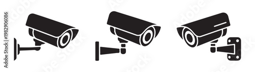 Outdoor surveillance cameras icons for security and monitoring, cctv equipment illustration.
