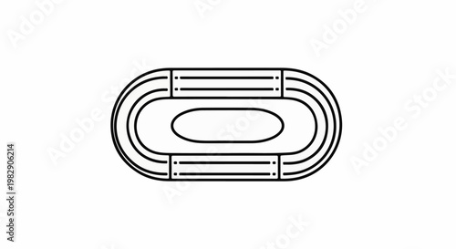Stylized outline of an oval race track with inner lanes and straightaways