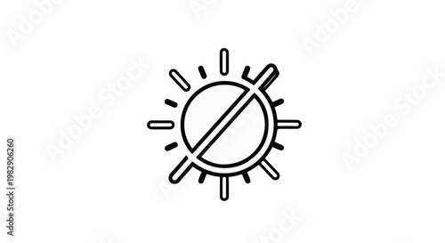 Stylized sun symbol with a diagonal line indicating prohibition