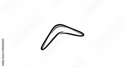A hand-drawn boomerang is depicted in bold black lines on a white background
