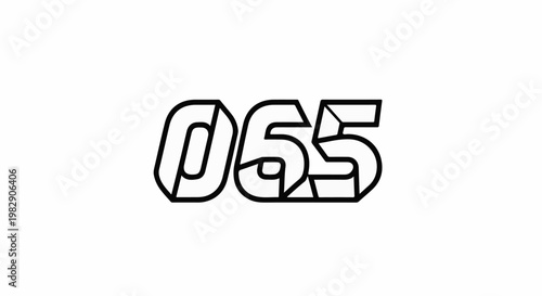 Stylized black outline numbers "065" with dimensional effect on white background