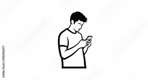 Stylized illustration of a person using a smartphone