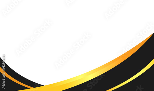 Abstract design with elegant black and gold curves on white background. Perfect for luxury branding, modern artwork, or decorative backgrounds.