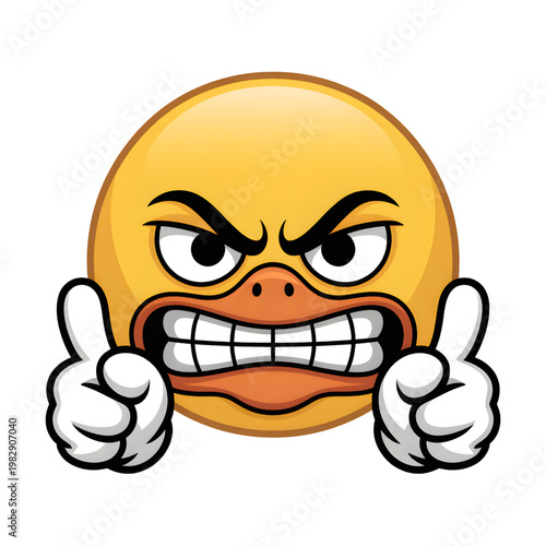 Angry Yellow Emoji Duck Face Giving Thumbs Up