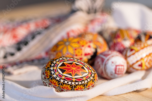 Wallpaper Mural Hand Painted Easter Egg with Traditional Ornaments, Ancient Wax Resist Technique, Handmade Decor, Cultural Folk Art, Vintage Style Holiday Symbol, Authentic Easter Tradition Torontodigital.ca
