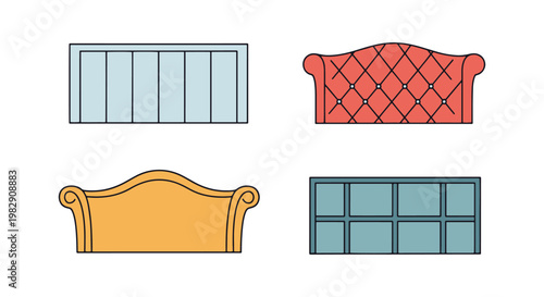 Headboard Line art vector set abstract simple minimal illustration