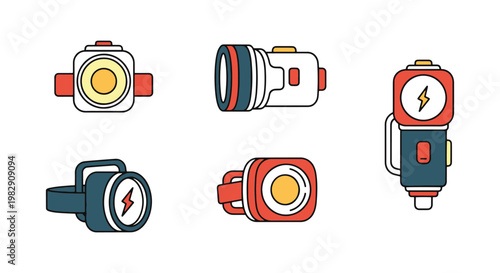 Headlamp batteries Line art abstract shape illustration vector