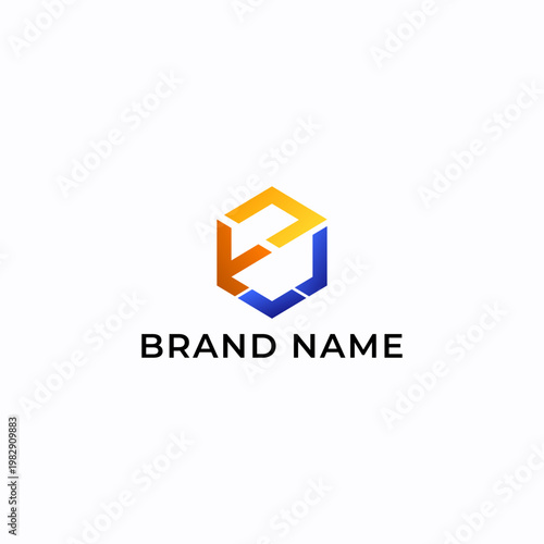 Modern Abstract Hexagon Logo Icon Design with Orange Blue Gradient Shapes Design Vector. Minimalist Geometric Symbol Representing Technology, Digital Transformation, Connection, Growth, and Innovation