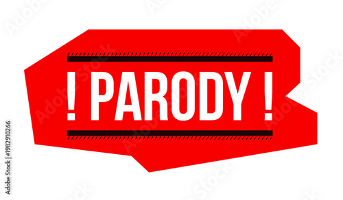 Parody disclaimer label overlay. Humorous satirical content. Funny comedy warning. Isolated vector sign. Digital media alert. Attention element. Graphic illustration with text. Platform message