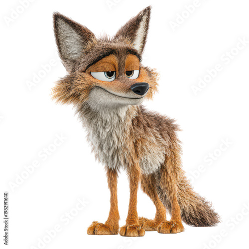 Fox character stands with a sly look in a bright environment during a sunny day, showcasing a playful spirit and curiosity