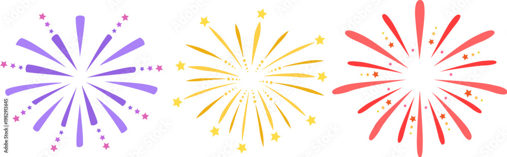 Naklejka premium Colorful fireworks with stars and sparks