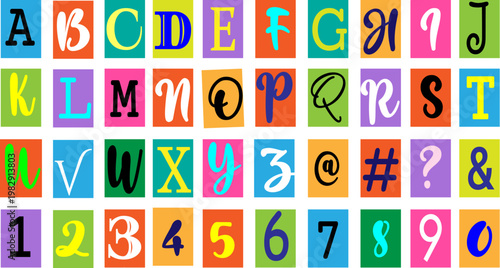 Cutout paper with letters numbers