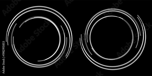 PNG circle with neon line creating a circular frame and round portal. An abstract background featuring a glowing ring with a radiant twirl and smooth curve. Glare vector effect with light astral beam