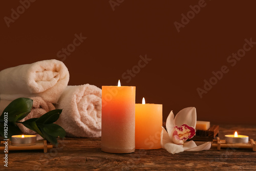 Burning candles with towels...