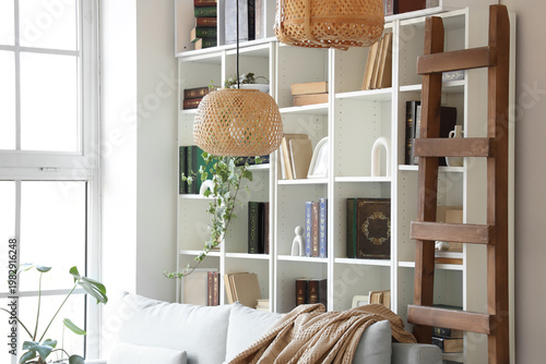 Interior of library with bo...