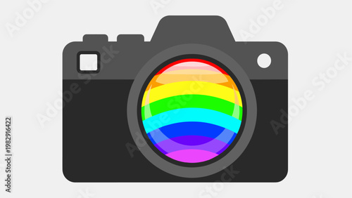 Modern digital SLR camera illustration with flat design style