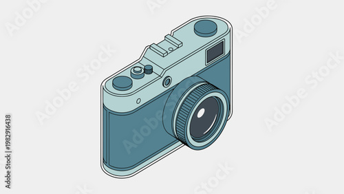 Modern digital SLR camera illustration with flat design style