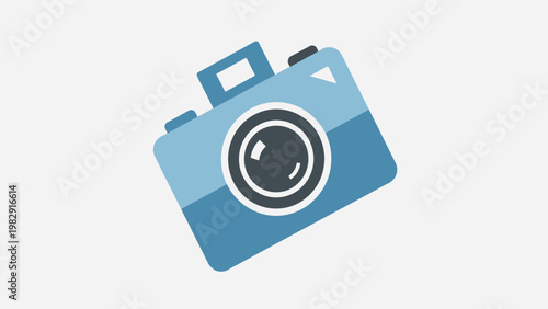 Modern digital SLR camera illustration with flat design style