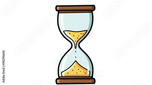 Hourglass with yellow sand for time management concept