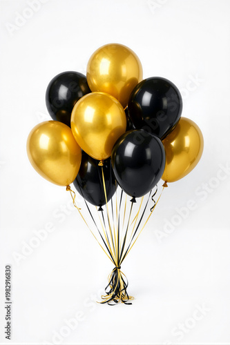 golden balloons isolated on white background