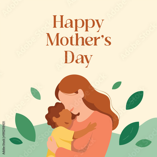 Happy Mother's Day Greeting Card Vector Illustration