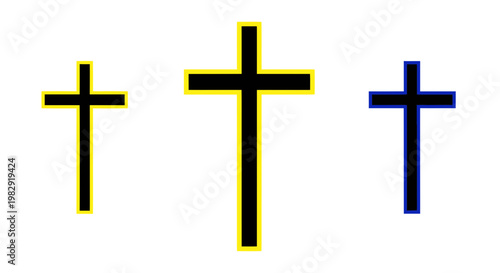Three Christian Cross Symbols - Faith, Religion, Hope