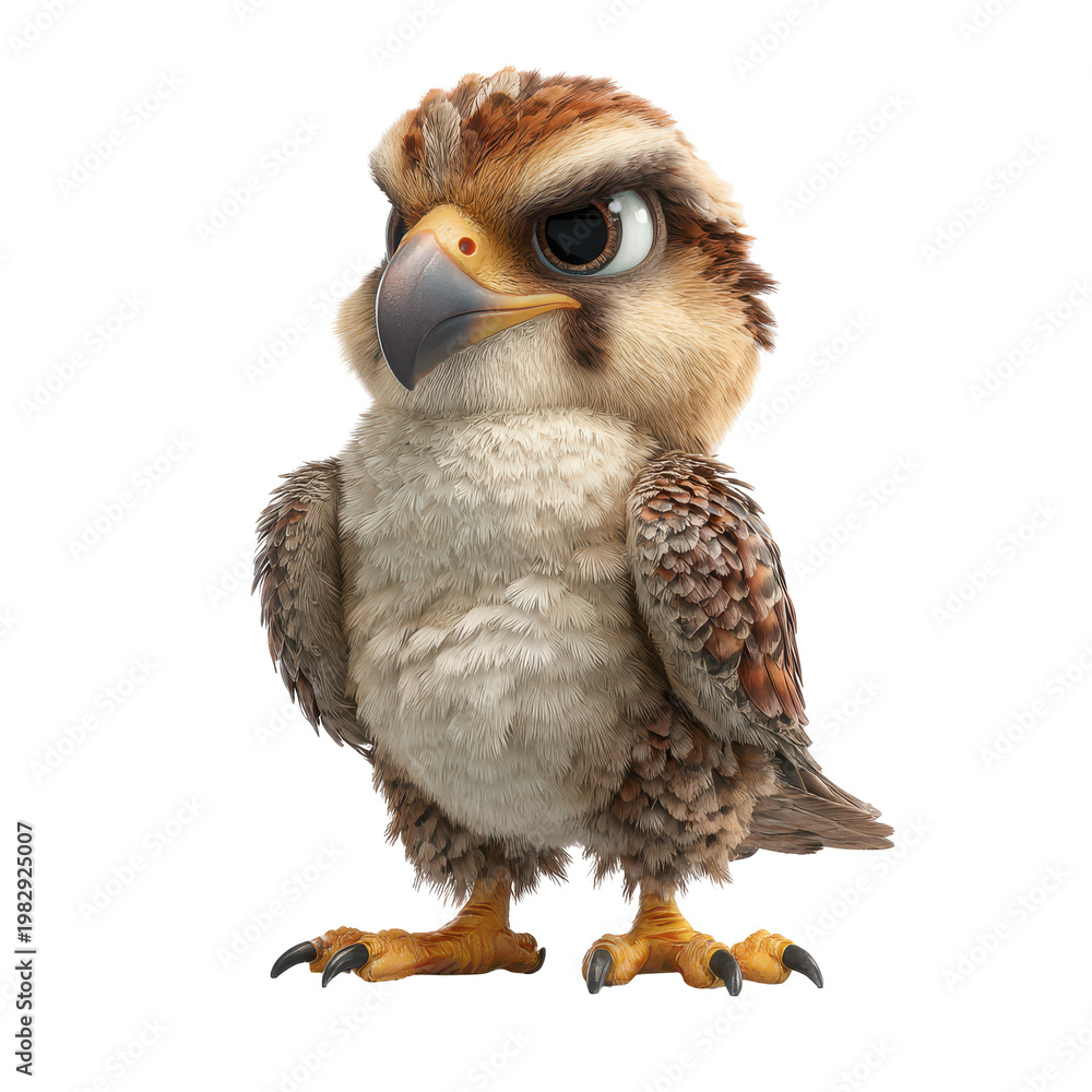 Fototapeta premium Cartoon owl character standing confidently in a digital art style created for a fun animation project or children's book