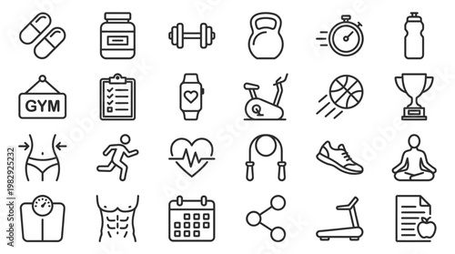 Fitness and wellness icon set a comprehensive collection for health and exercise related designs