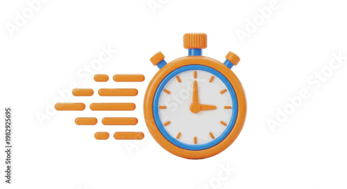 Vector illustration of 3d render of a fast stopwatch icon on a transparent background