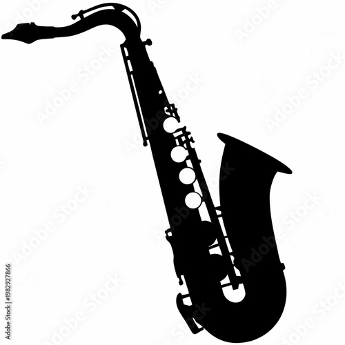 tenor saxophone silhouette illustration for music instrument jazz performance and sound design