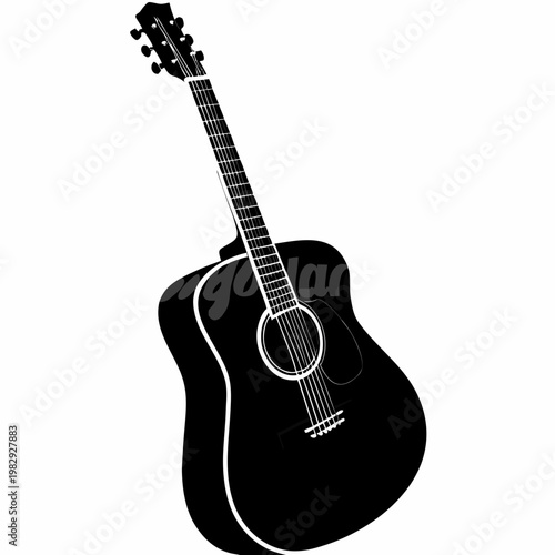 acoustic guitar silhouette illustration for music instrument performance and sound design