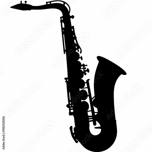 tenor saxophone silhouette illustration for music instrument jazz performance and sound design