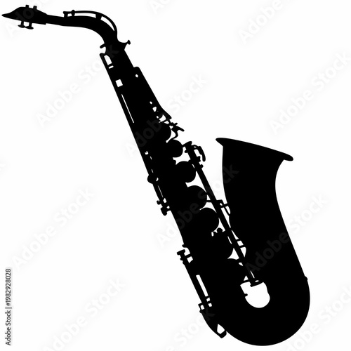tenor saxophone silhouette illustration for music instrument jazz performance and sound design