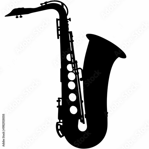 tenor saxophone silhouette illustration for music instrument jazz performance and sound design