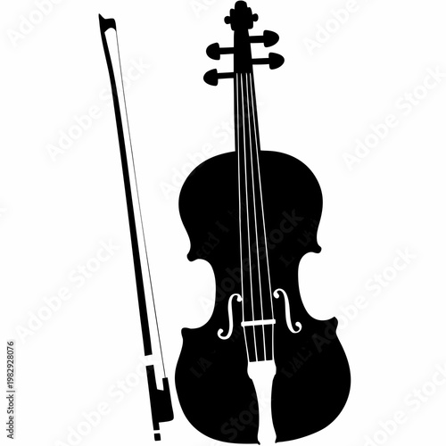 violin silhouette illustration for music instrument classical performance and sound design