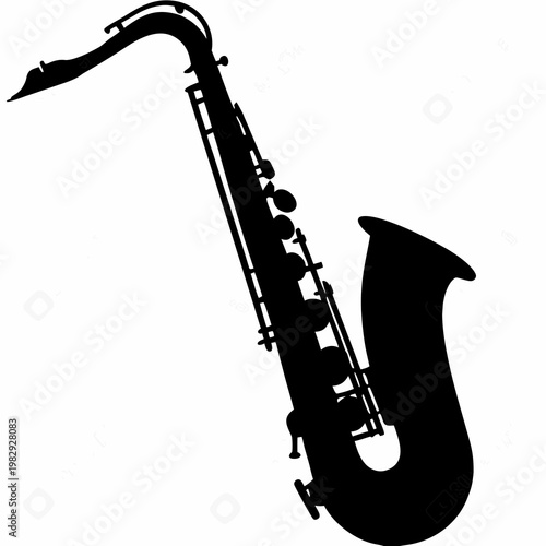 tenor saxophone silhouette illustration for music instrument jazz performance and sound design