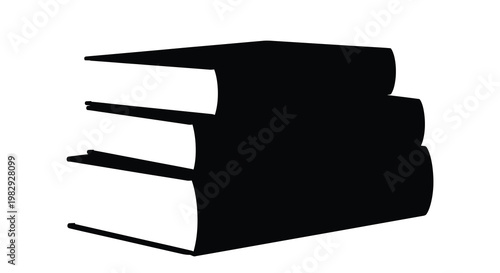 A stack of three closed books illustrated in a simple black silhouette style
