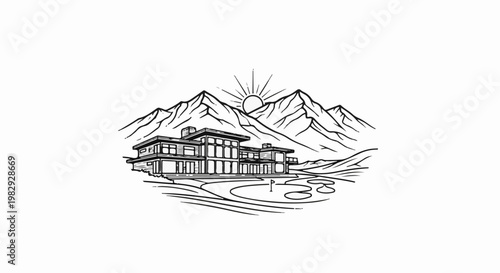 Modern mountain home with sun, golf course, and rolling hills