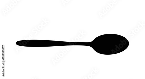 Black Silhouette of a Spoon on a White Background