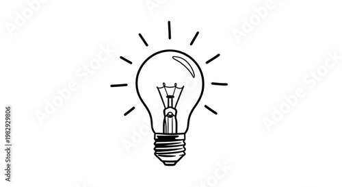 Hand-drawn light bulb illustration symbolizing a bright idea, innovation, and creativity.