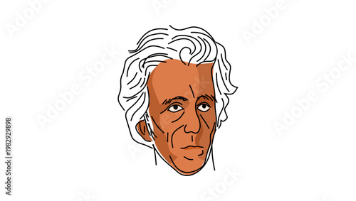 Andrew Jackson portrait, flat vector illustration