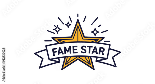 Golden Star Emblem Representing Achievement Recognition Success and Outstanding Performance With Sparkle Accents And Banner Graphic