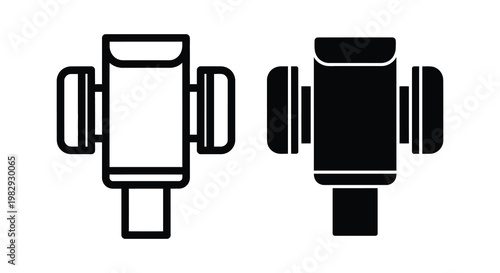 Two contrasting car phone mounts displayed in a bold graphic silhouette