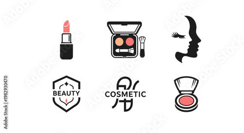 Minimalist Beauty and Cosmetic Icon Set for Branding