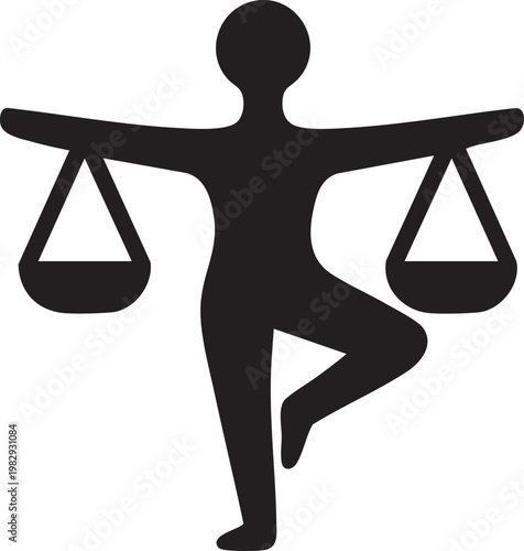 Balanced figure holding scales symbolizing justice and equilibrium