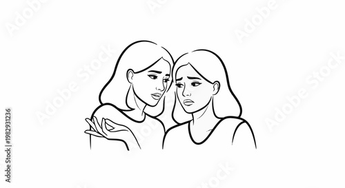 Two women, one speaking softly, the other looking sad and concerned