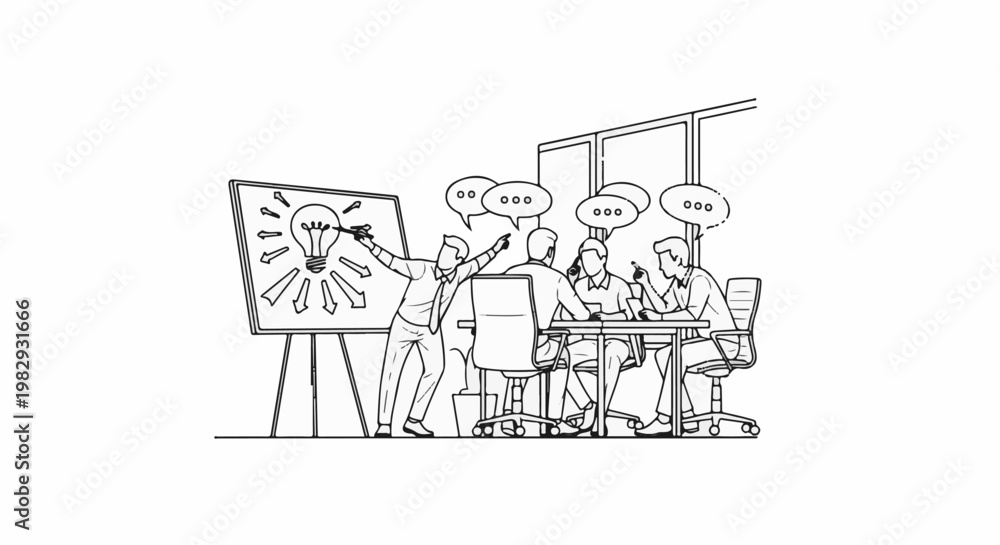 Obraz premium Team brainstorming session with idea presentation
