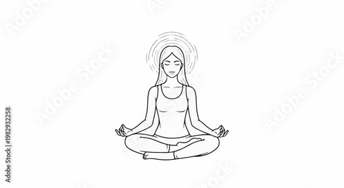 Woman meditating in a lotus position with a serene aura