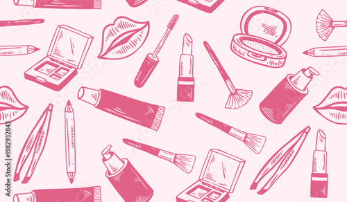 Cute cosmetic pattern background vector design