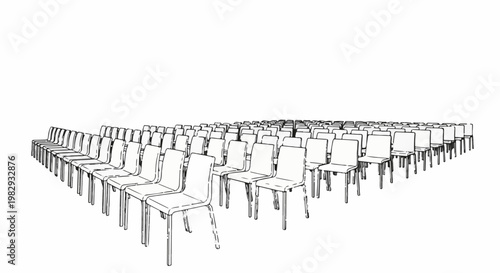 Many empty chairs are arranged in rows for a presentation or event